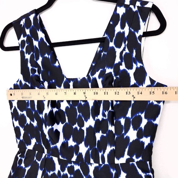 Kate Spade New York Dress Size 2 Mini Fit Flare Blue Leopard Print Pockets - Picture 4 of 12